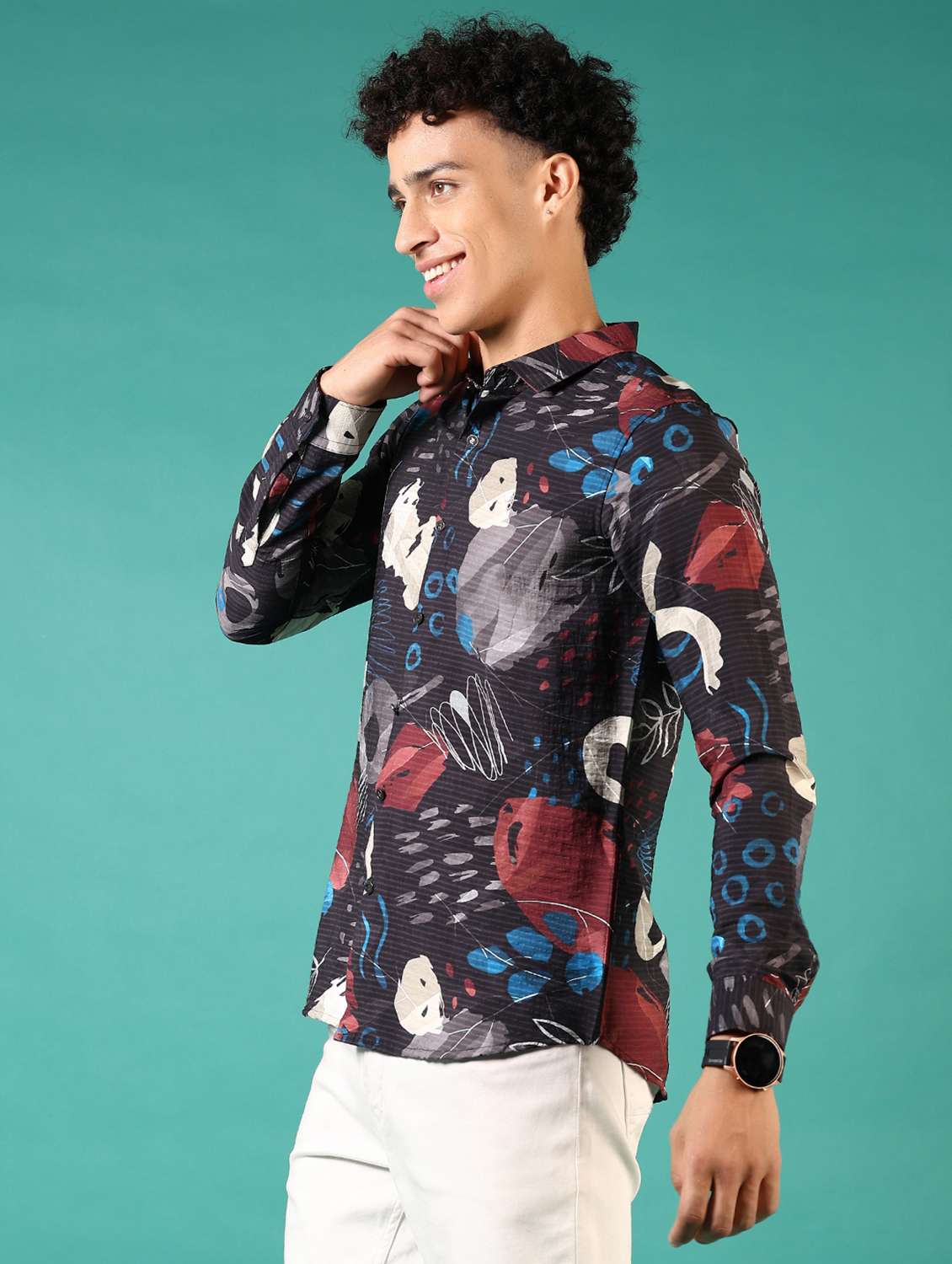 men printed long sleeve casual shirt - 21717882 -  Standard Image - 1