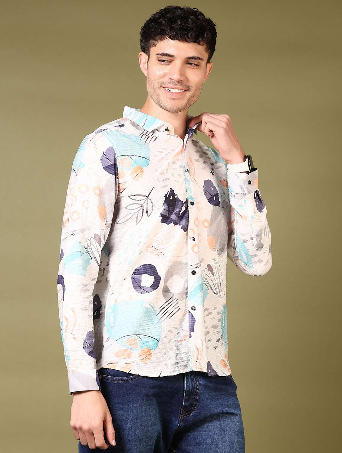 men printed long sleeve casual shirt - 21717884 -  Standard Image - 1