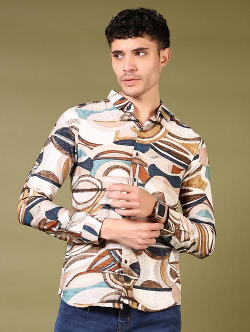 men printed long sleeve casual shirt - 21717885 - Standard Image - 0