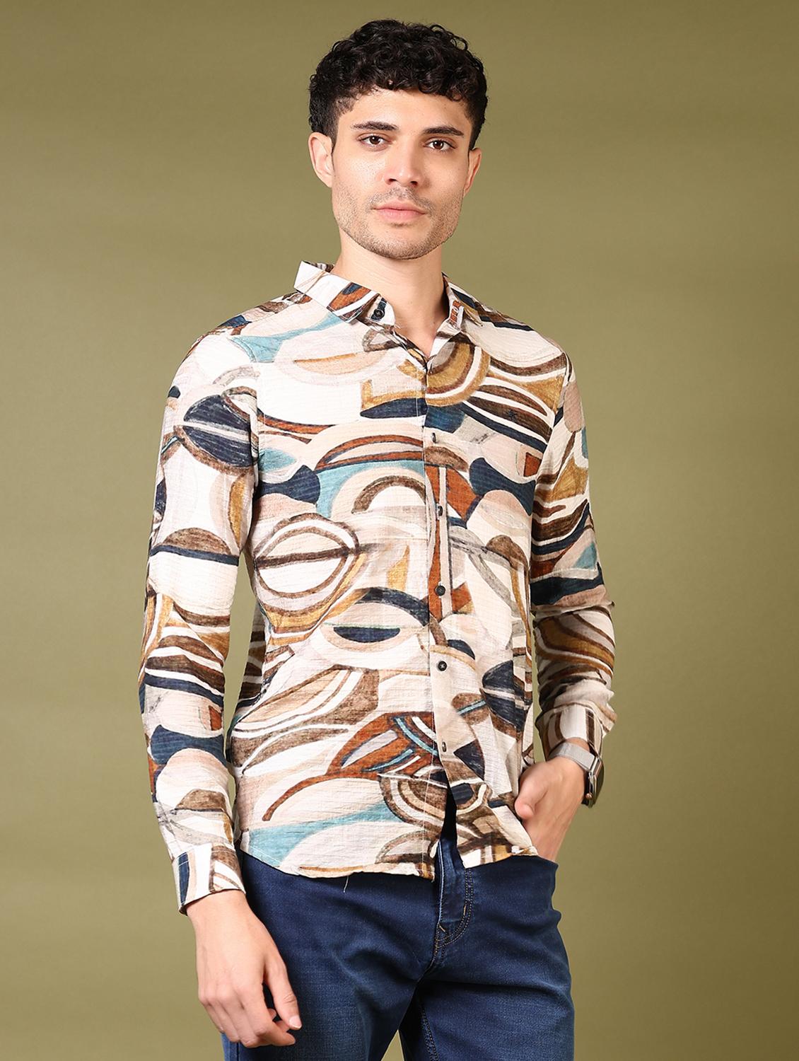 men printed long sleeve casual shirt - 21717885 - Standard Image - 1