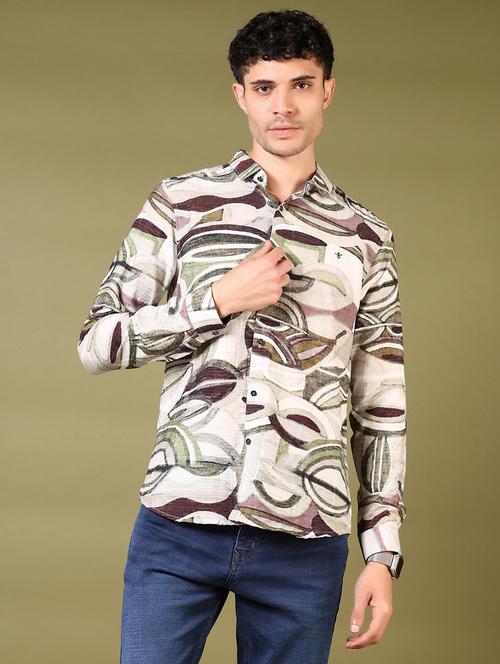 men printed long sleeve casual shirt - 21717886 - Standard Image - 0