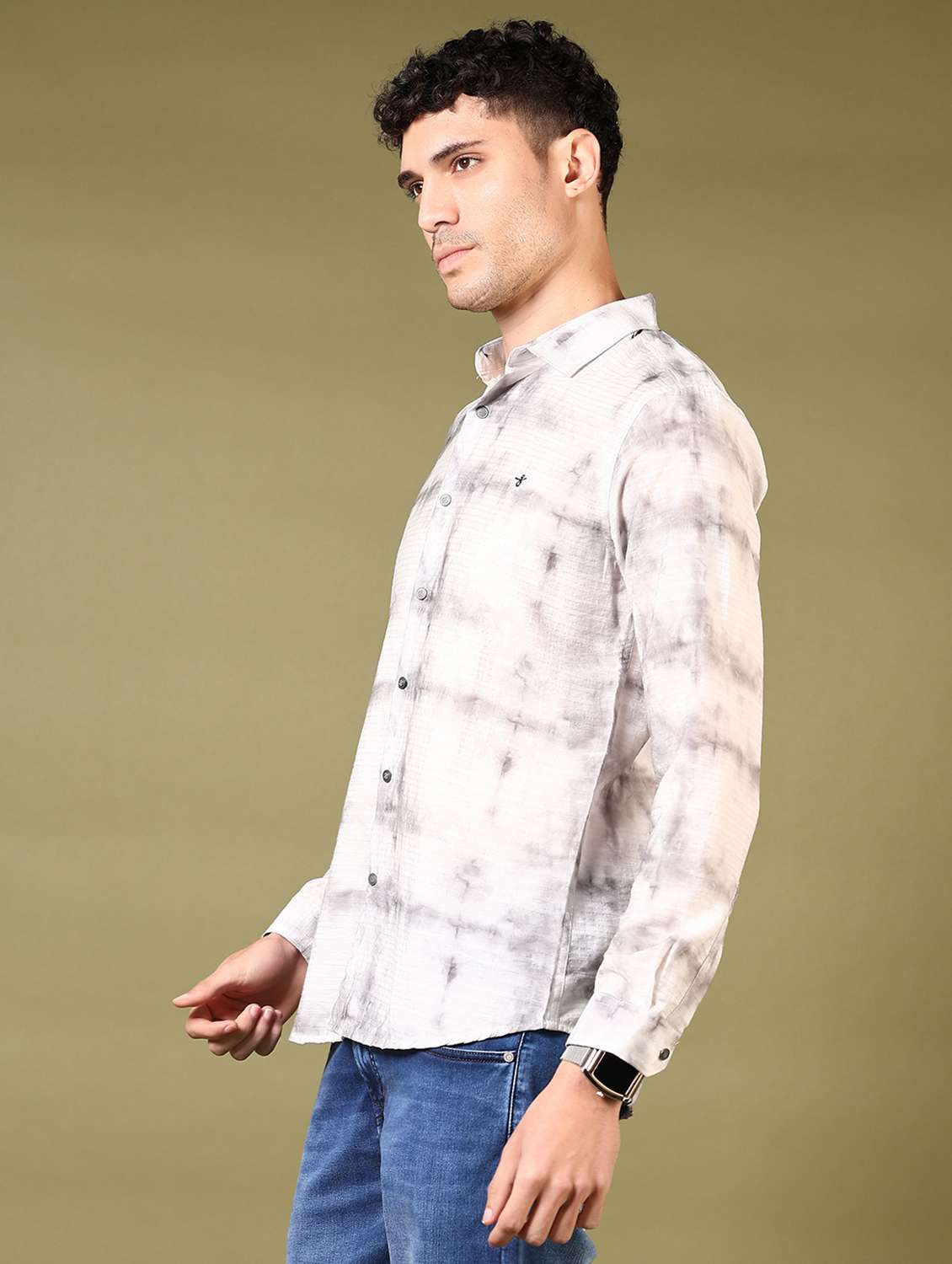 men tie & dye long sleeve casual shirt - 21717887 -  Standard Image - 1
