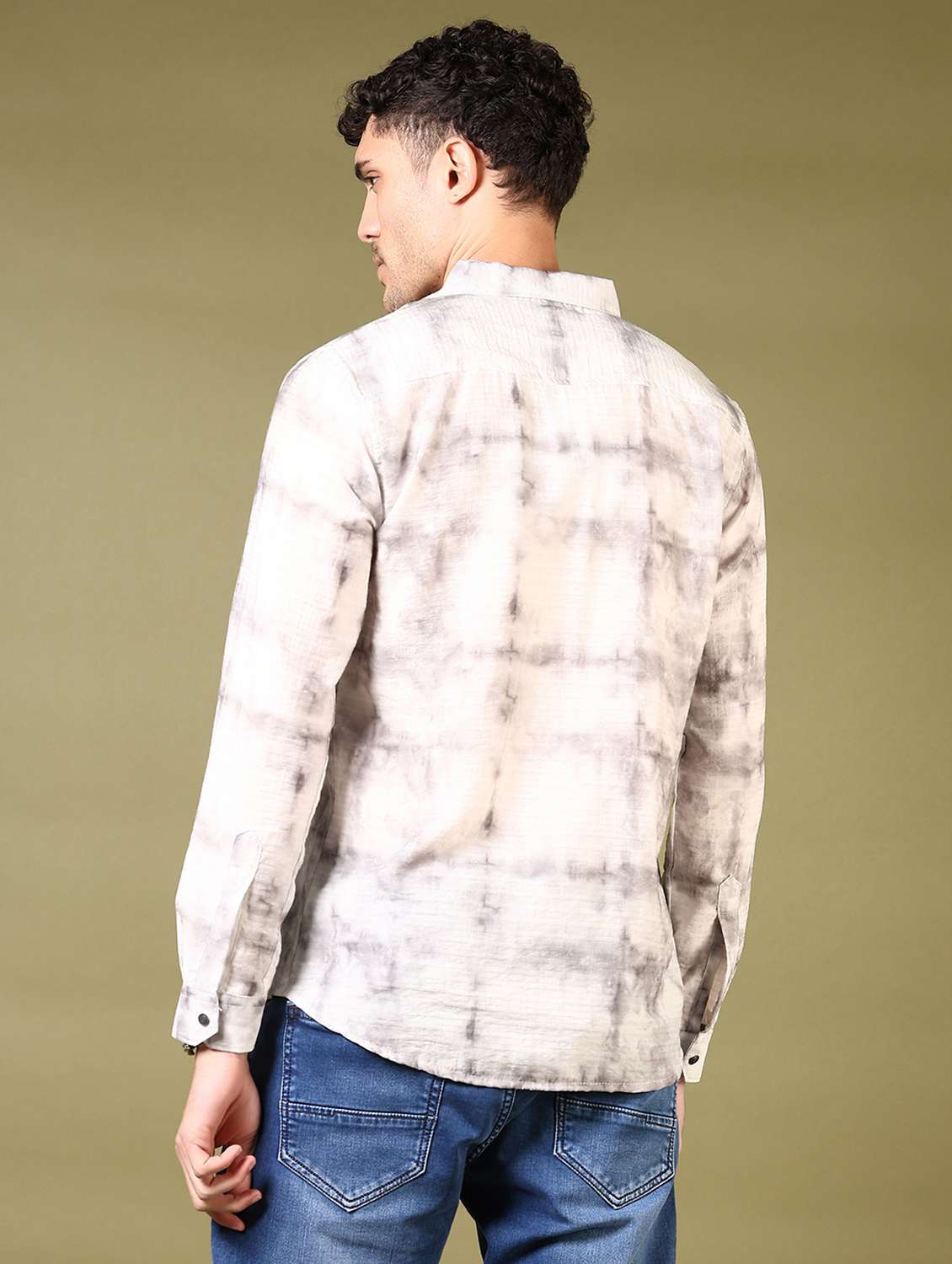 men tie & dye long sleeve casual shirt - 21717887 -  Standard Image - 4