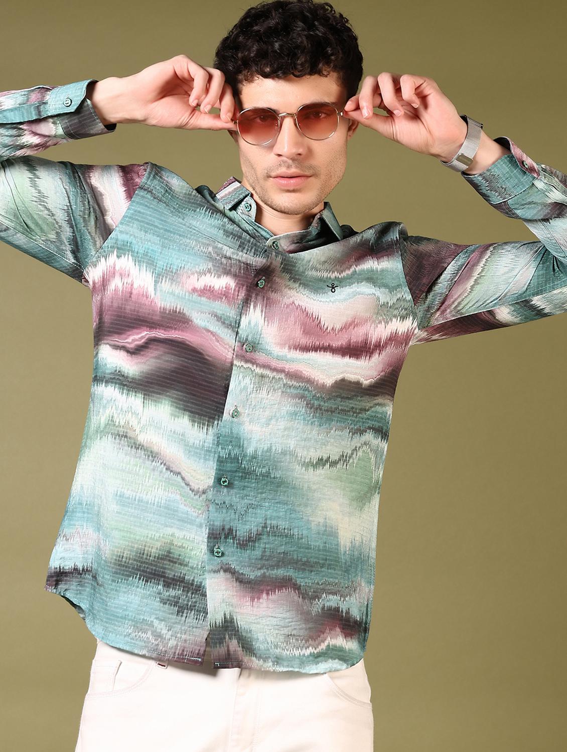 men printed long sleeve casual shirt - 21717888 - Standard Image - 1