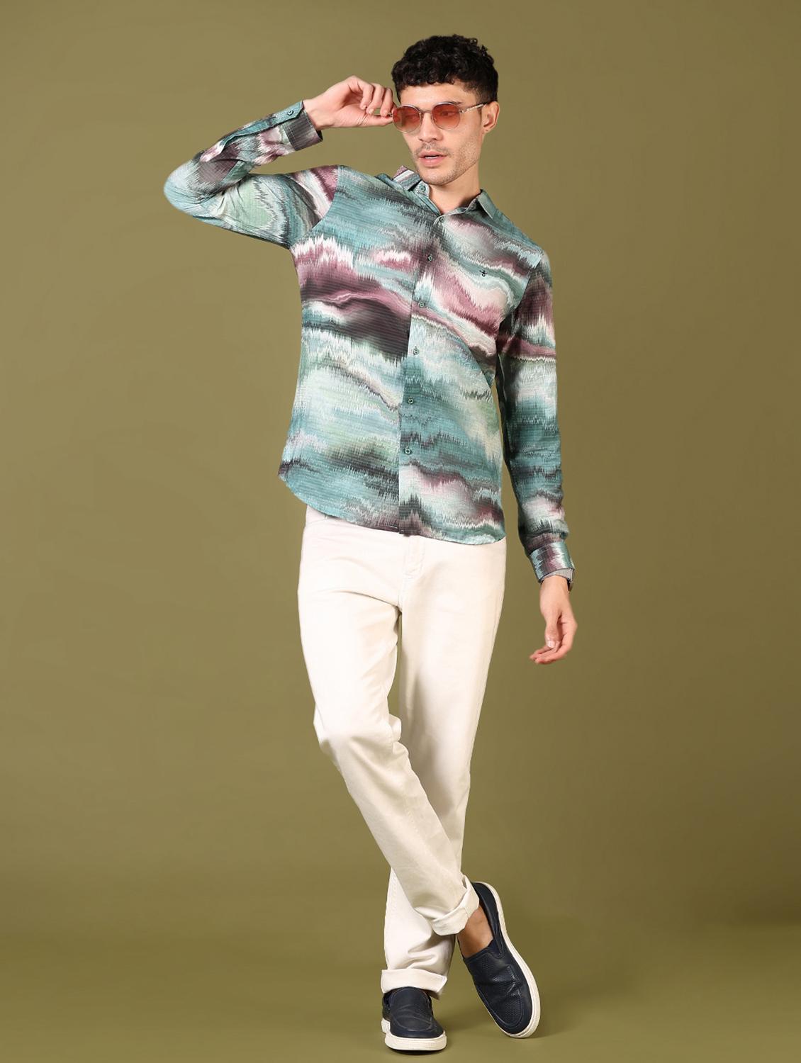 men printed long sleeve casual shirt - 21717888 - Standard Image - 4