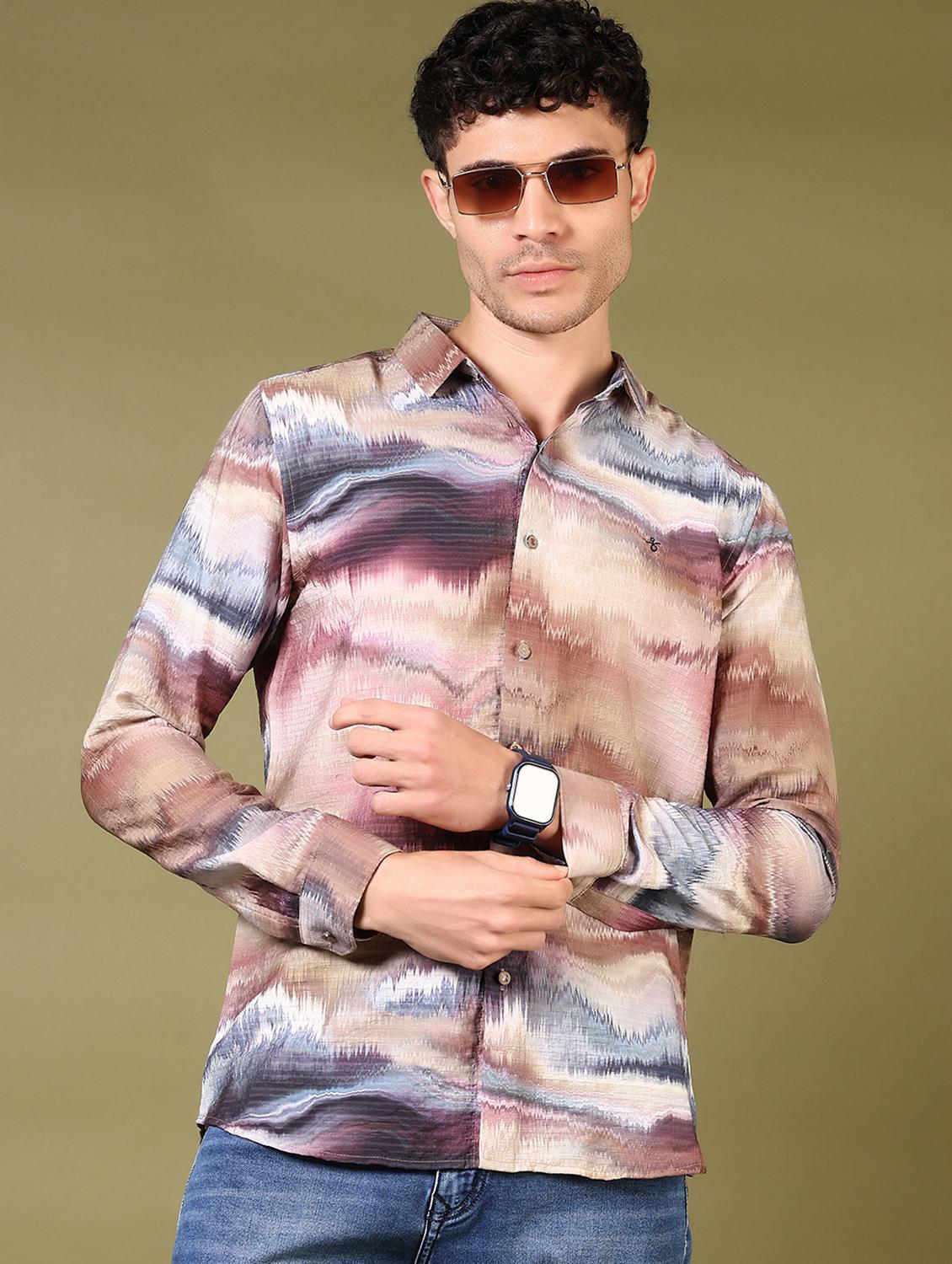 men printed long sleeve casual shirt - 21717889 - Standard Image - 1