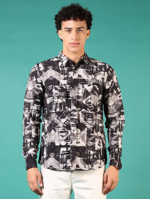 men printed long sleeve casual shirt - 21717892 - Standard Image - 0