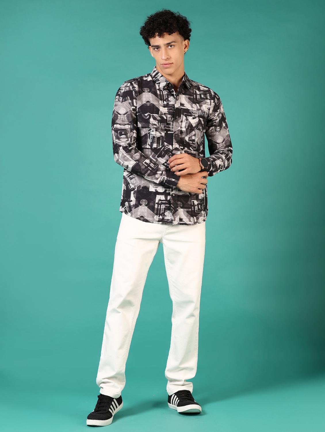 men printed long sleeve casual shirt - 21717892 - Standard Image - 4