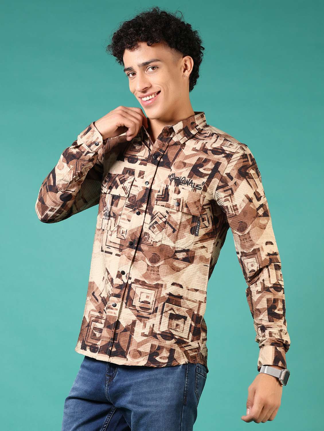 men printed long sleeve casual shirt - 21717893 -  Standard Image - 1