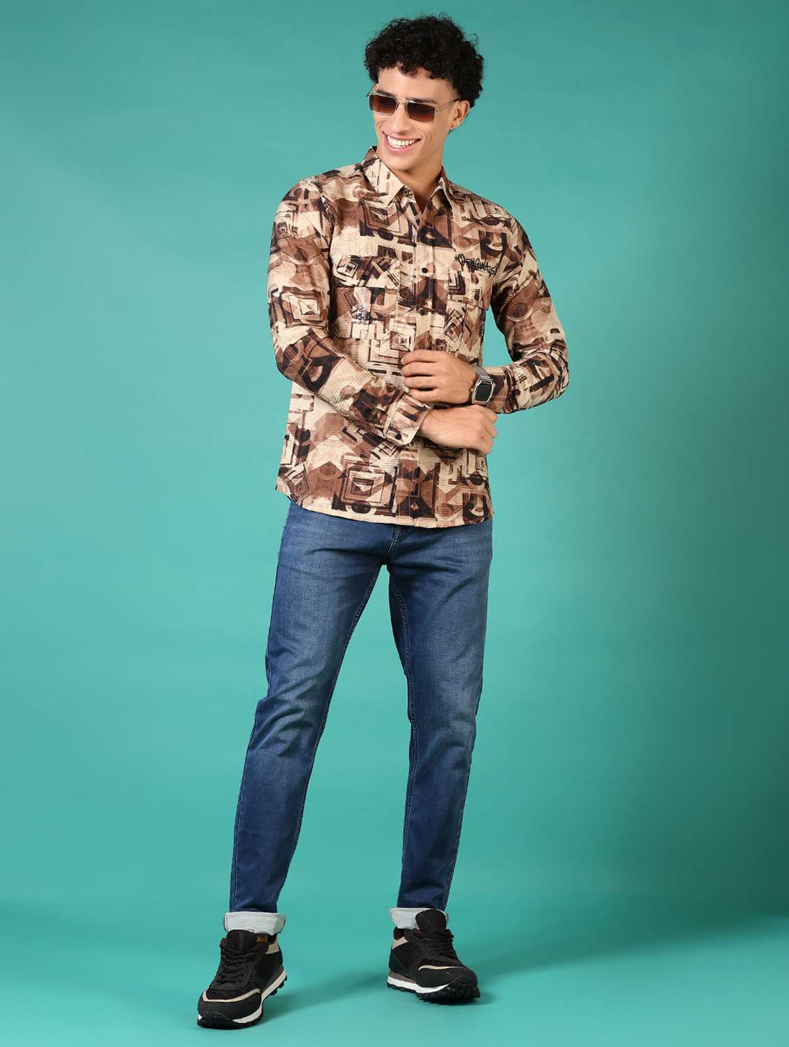 men printed long sleeve casual shirt - 21717893 -  Standard Image - 4