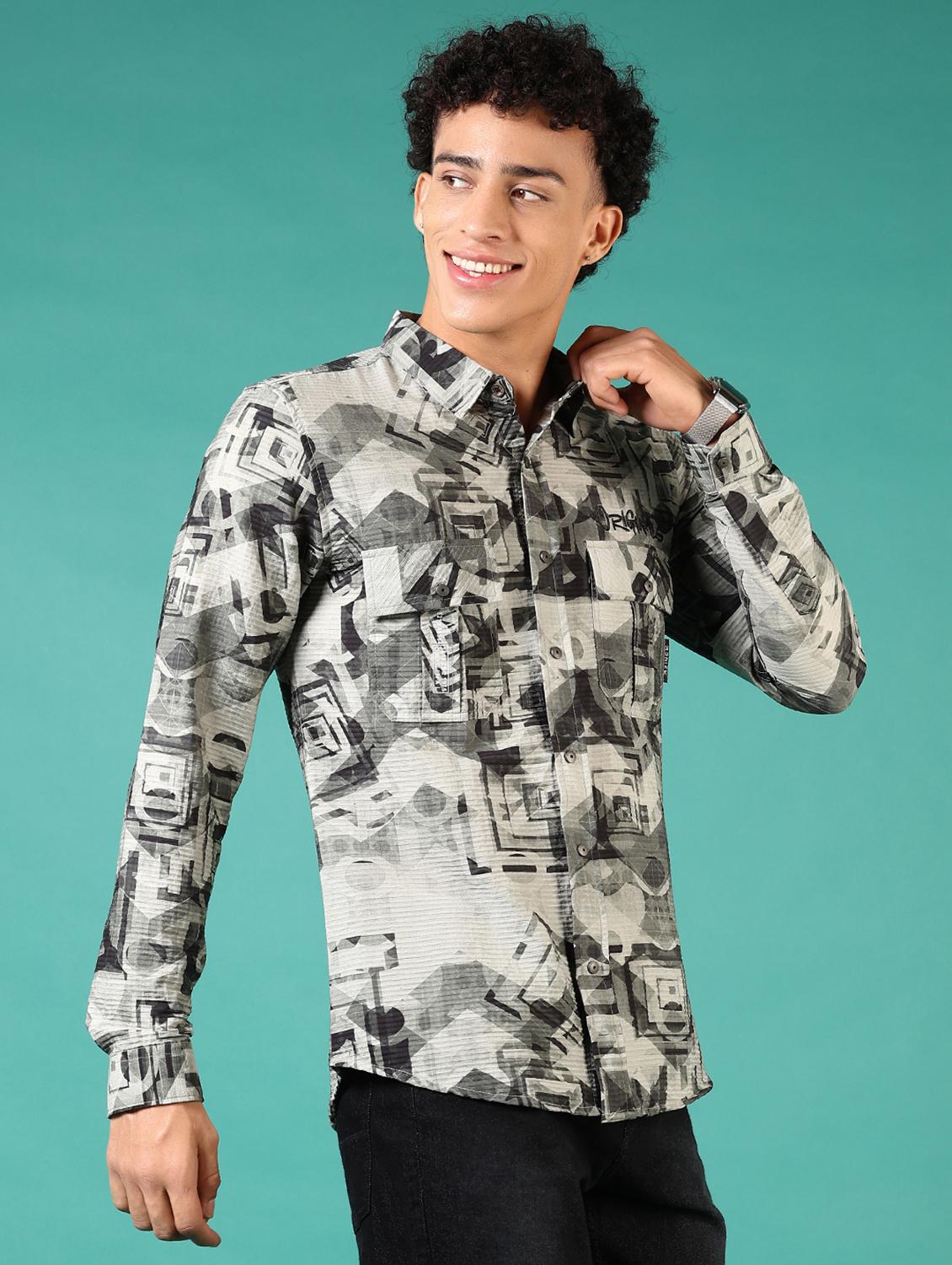 men printed long sleeve casual shirt - 21717894 -  Standard Image - 1
