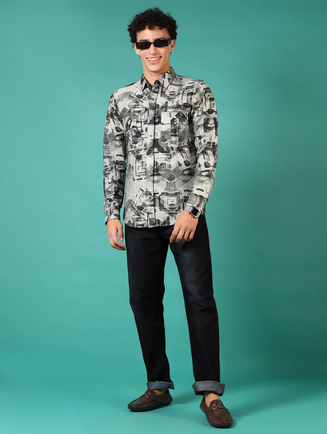 men printed long sleeve casual shirt - 21717894 - Standard Image - 4