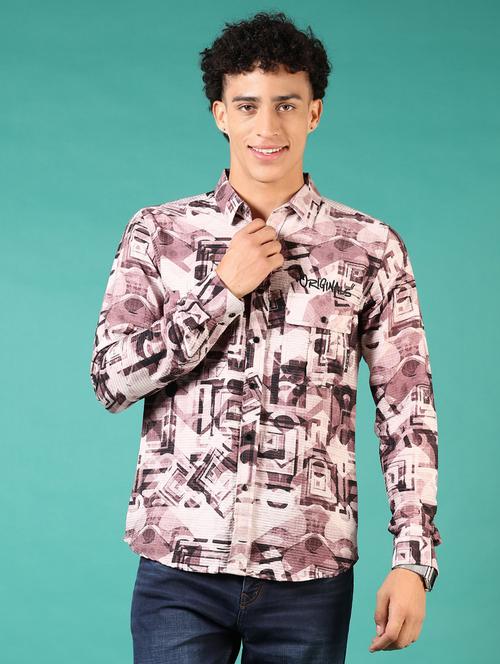 men printed long sleeve casual shirt - 21717895 - Standard Image - 0