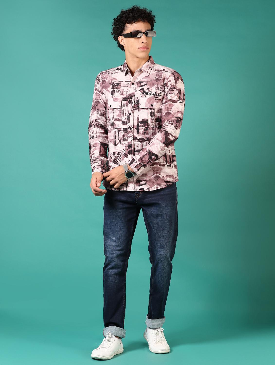 men printed long sleeve casual shirt - 21717895 - Standard Image - 4