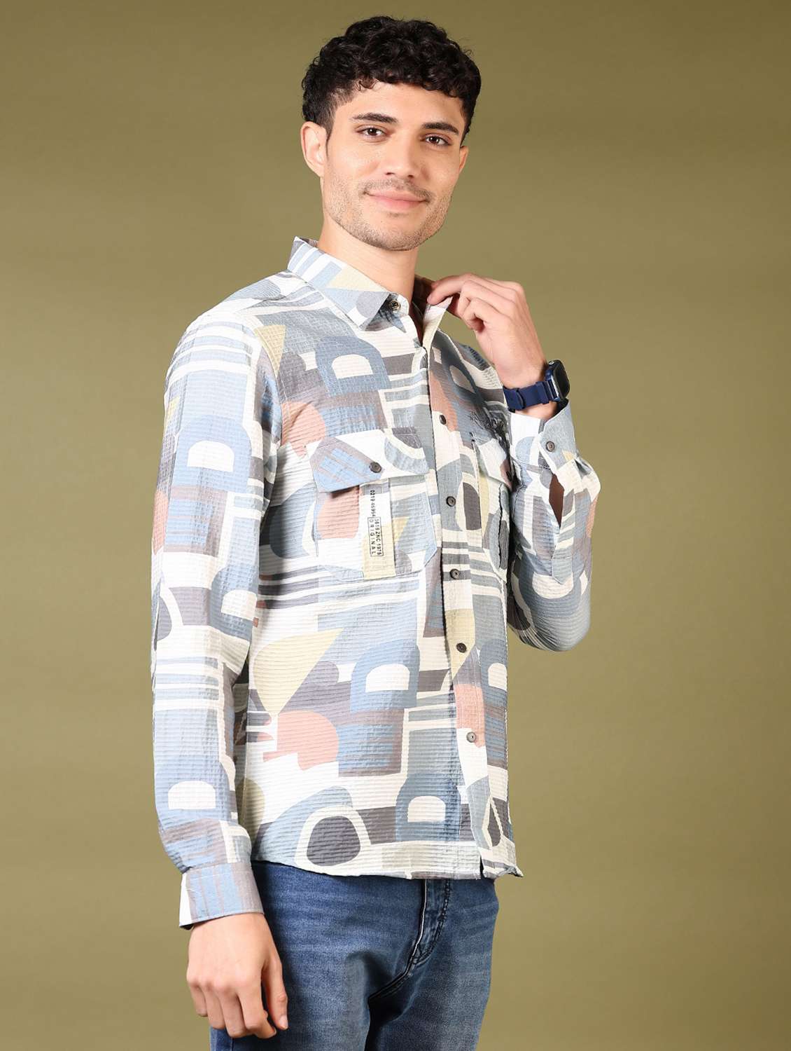 men printed long sleeve casual shirt - 21717896 -  Standard Image - 1