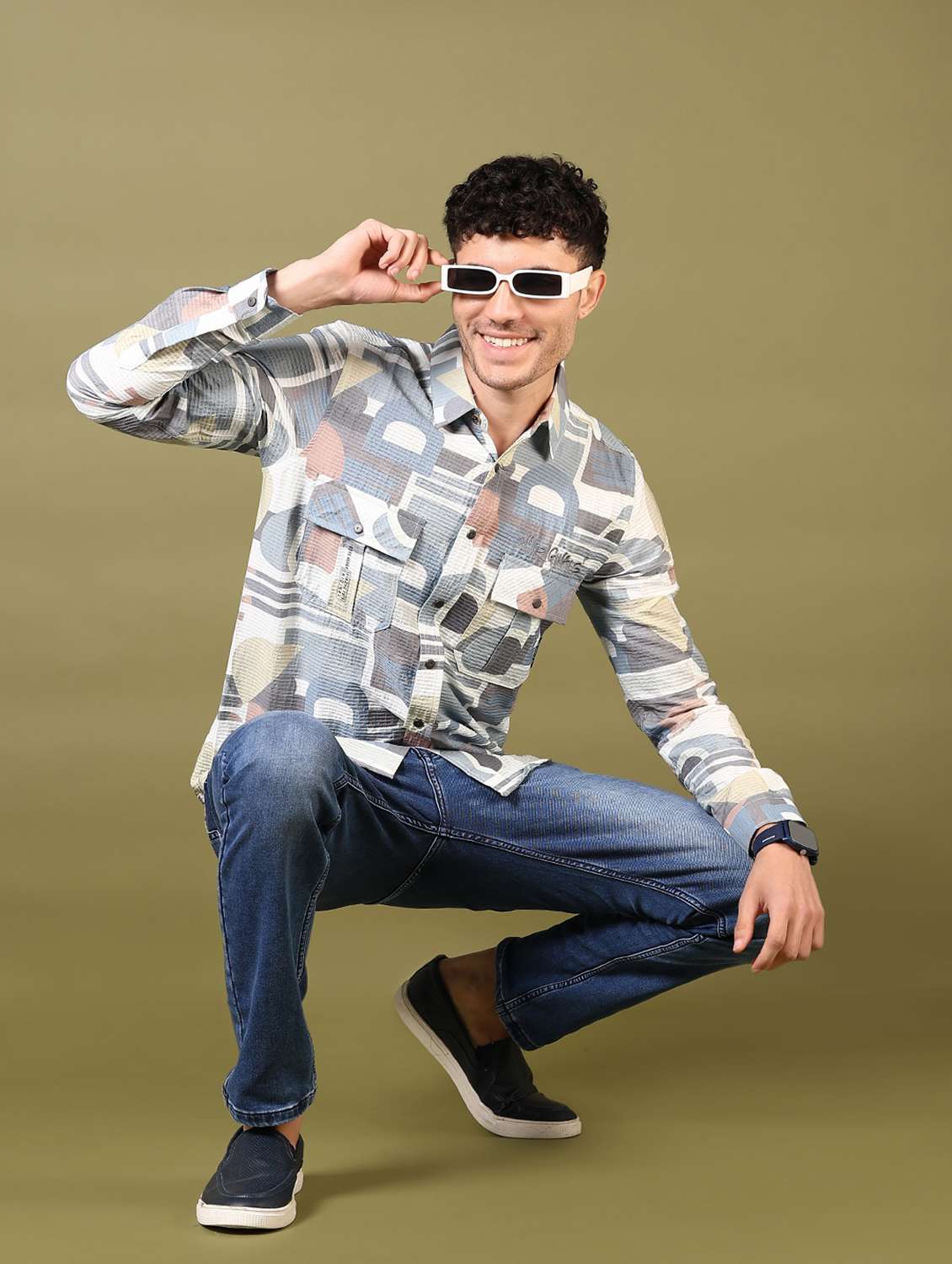 men printed long sleeve casual shirt - 21717896 -  Standard Image - 4
