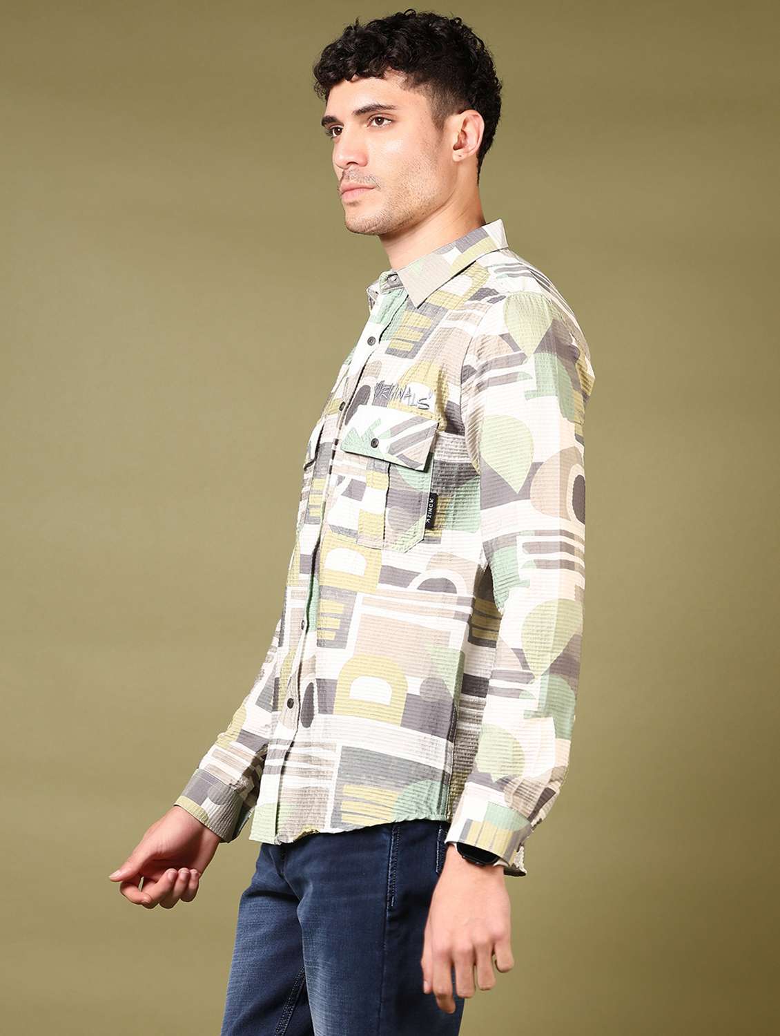 men printed long sleeve casual shirt - 21717897 -  Standard Image - 1