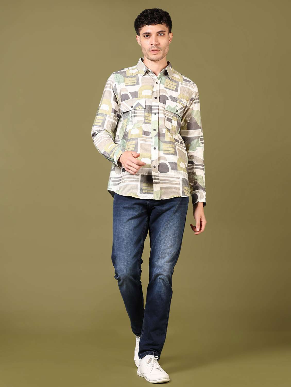men printed long sleeve casual shirt - 21717897 -  Standard Image - 4