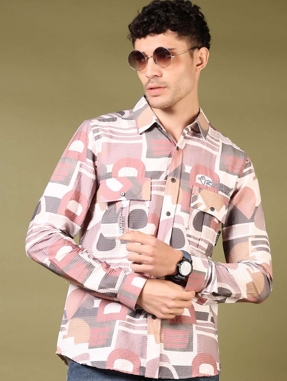 men printed long sleeve casual shirt - 21717898 -  Standard Image - 1