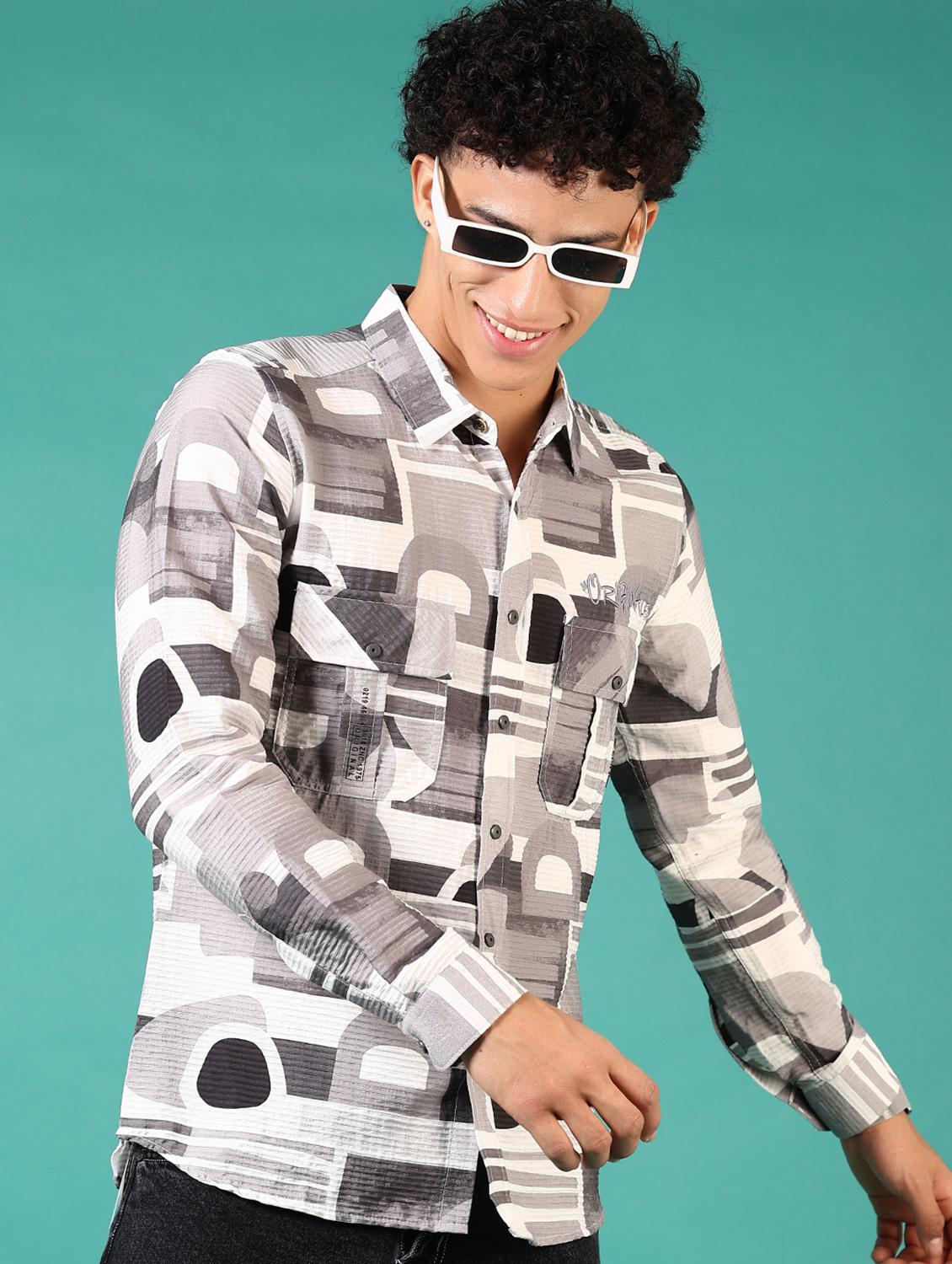 men printed long sleeve casual shirt - 21717899 -  Standard Image - 1