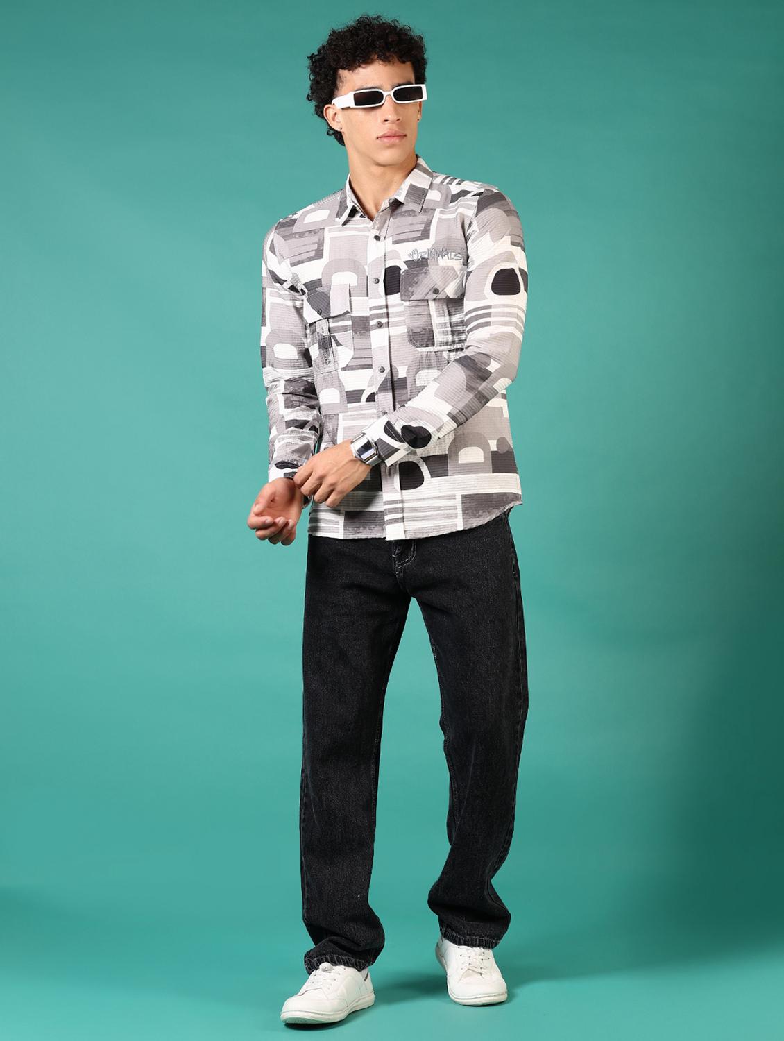 men printed long sleeve casual shirt - 21717899 - Standard Image - 4
