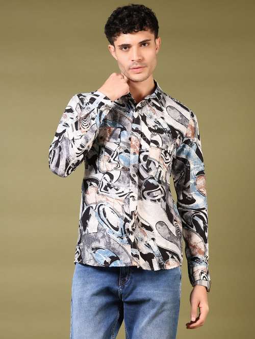 men printed long sleeve casual shirt - 21717900 - Standard Image - 0