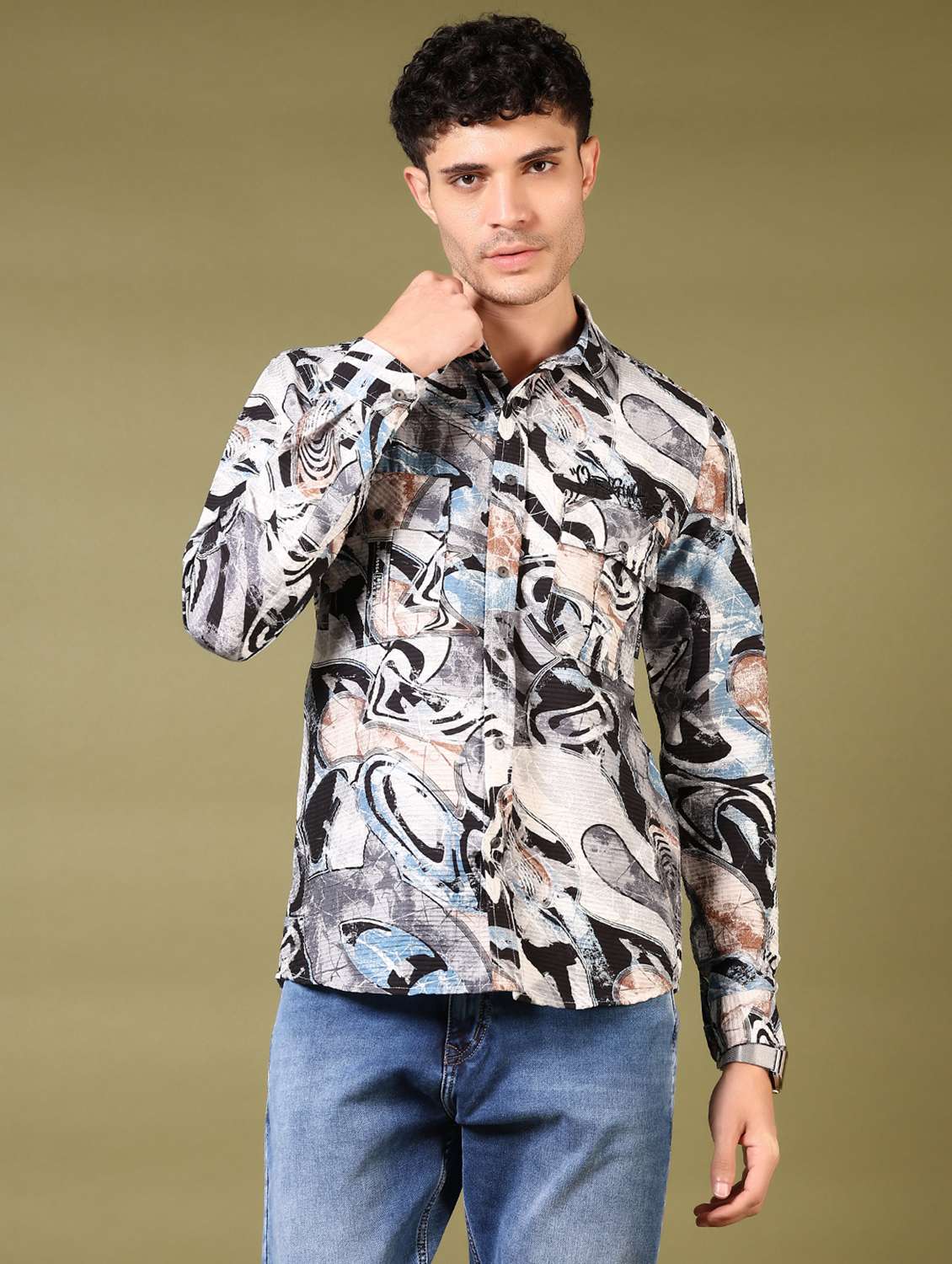 men printed long sleeve casual shirt - 21717900 - Zoom Image - 0