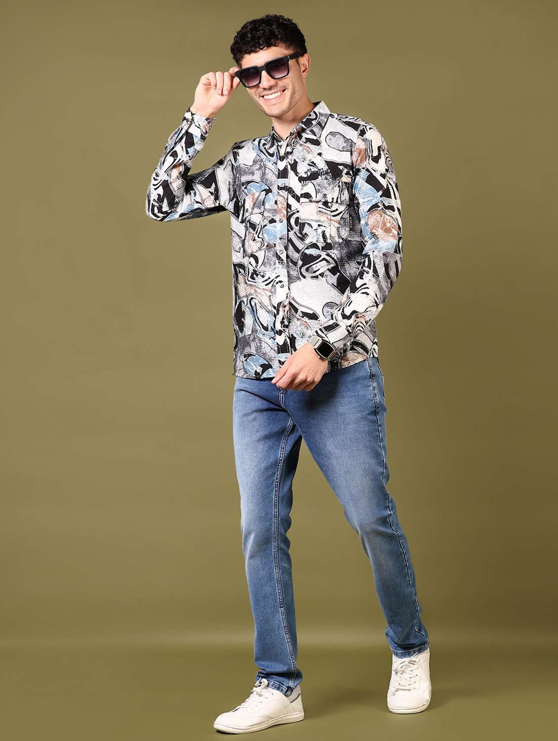 men printed long sleeve casual shirt - 21717900 - Standard Image - 4