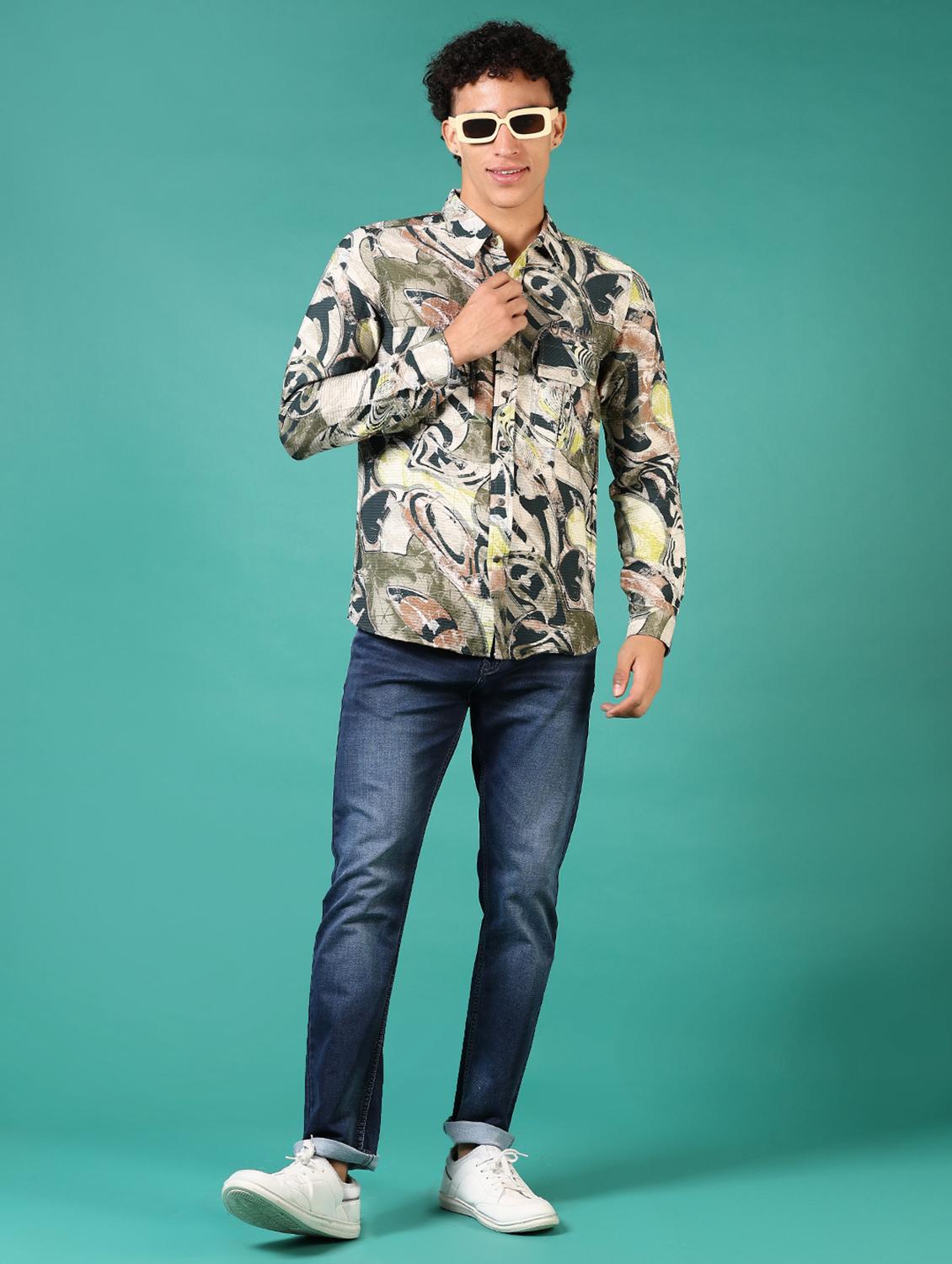 men printed long sleeve casual shirt - 21717901 - Standard Image - 4