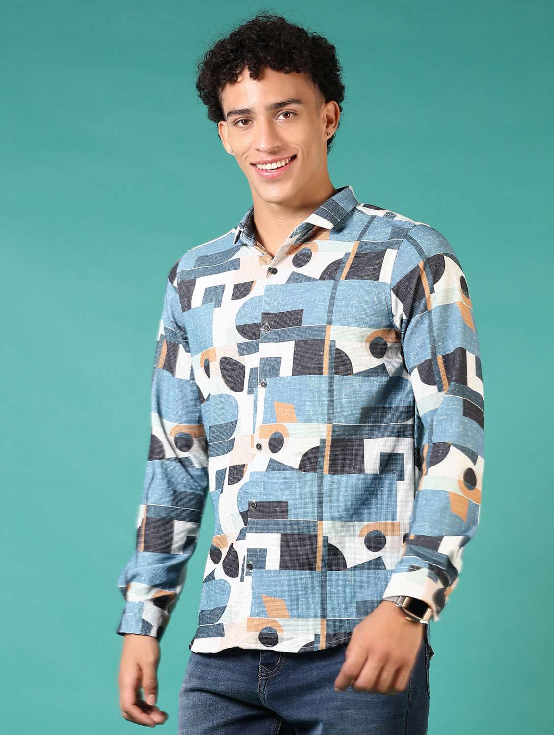 men printed long sleeve casual shirt - 21717902 -  Standard Image - 1