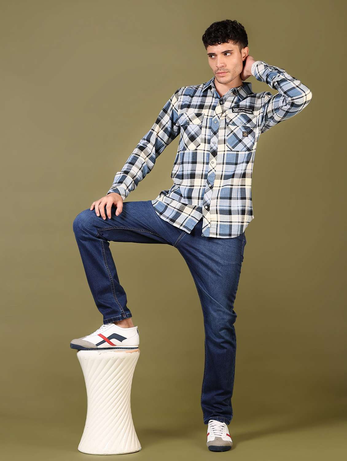 men checks long sleeve casual shirt - 21717904 - Standard Image - 4