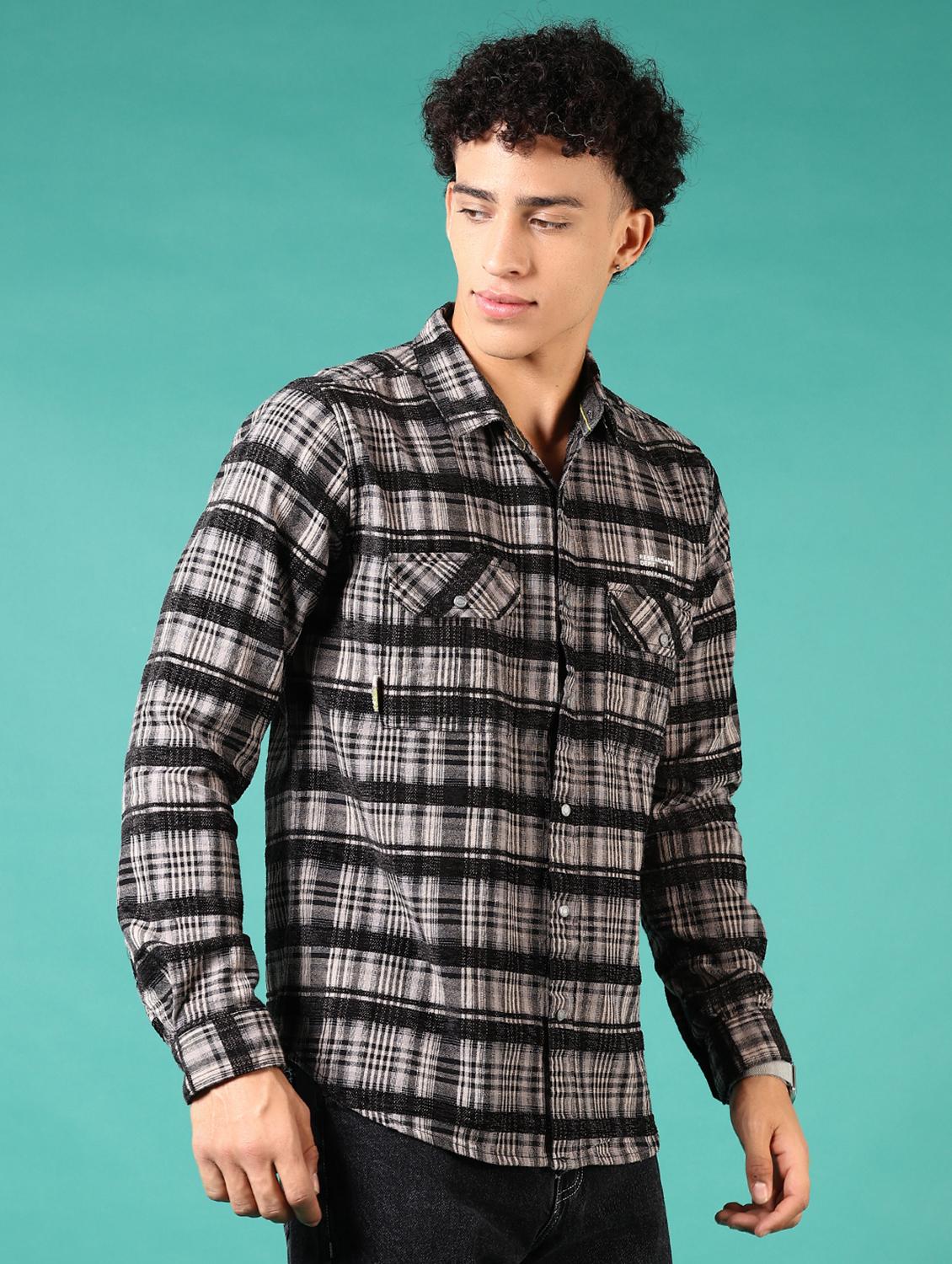 men checks long sleeve casual shirt - 21717926 - Standard Image - 1