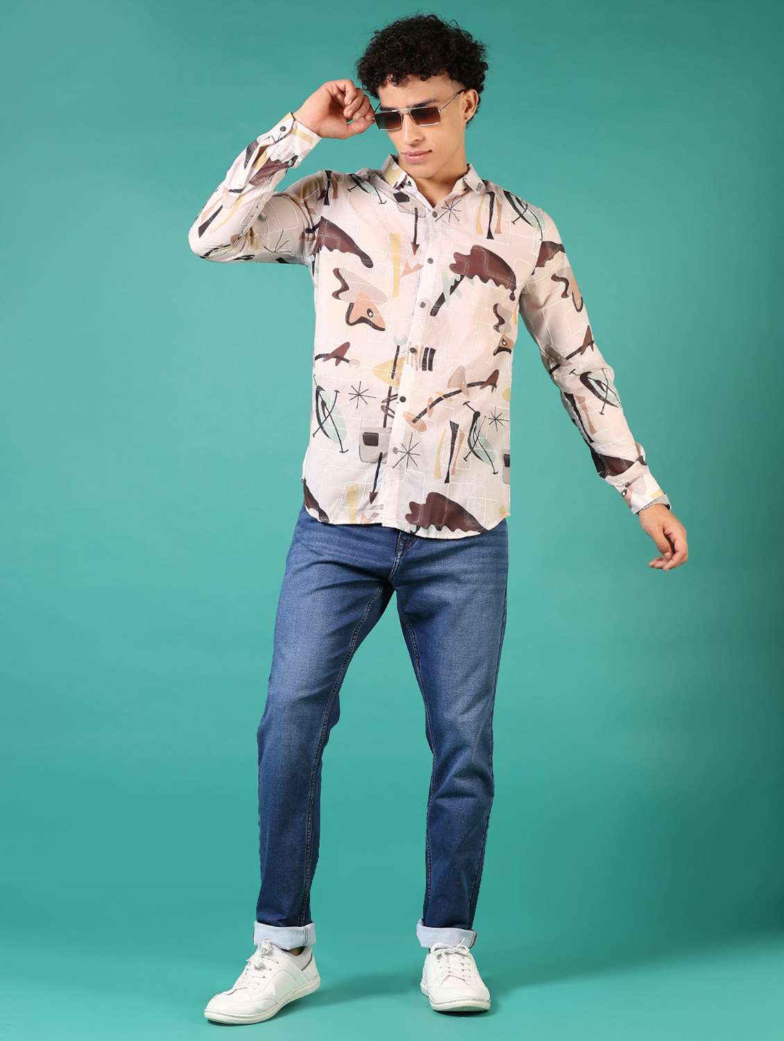 men printed long sleeve casual shirt - 21717933 -  Standard Image - 4