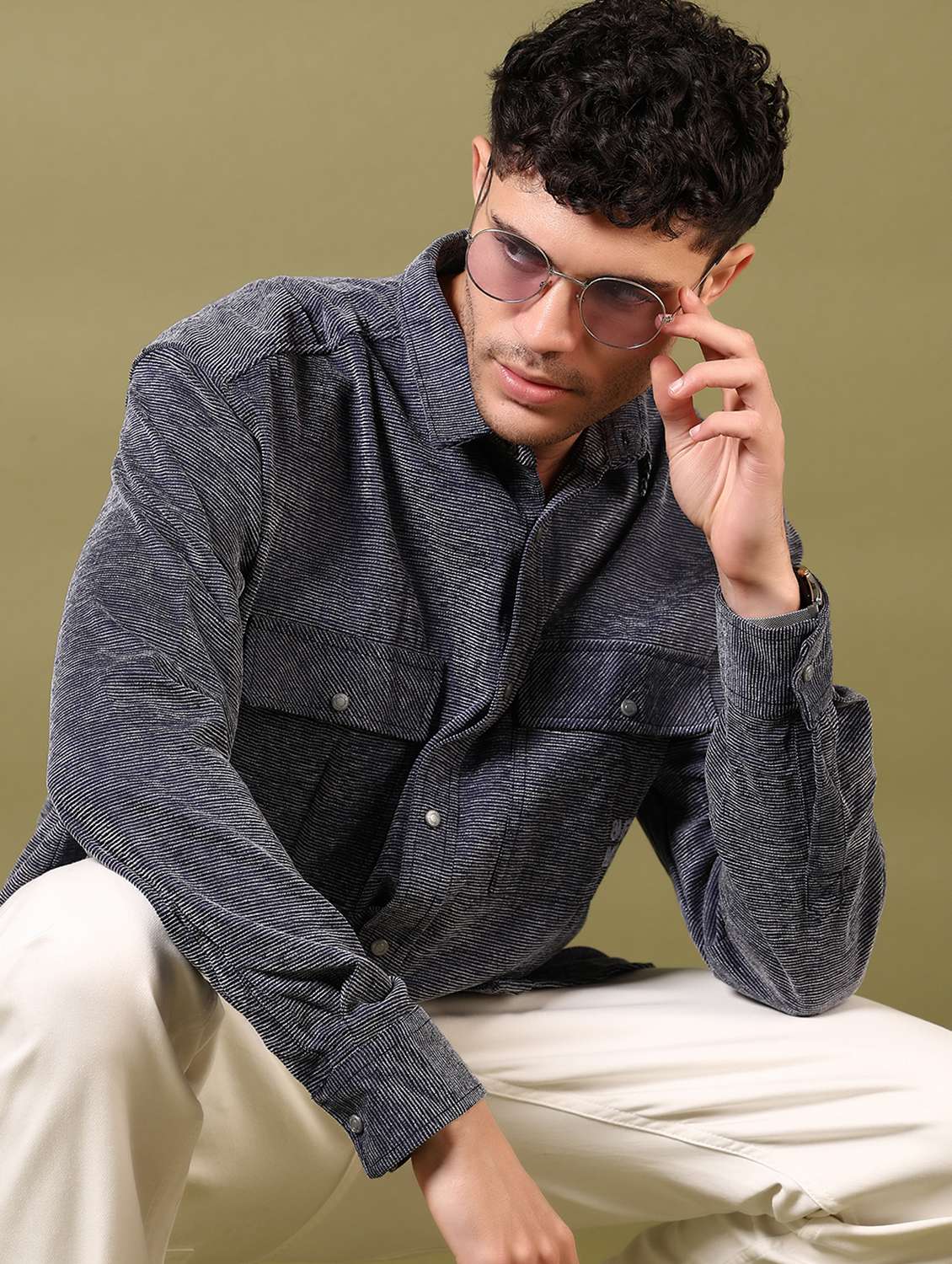 men self design long sleeve casual shirt - 21717934 -  Standard Image - 4