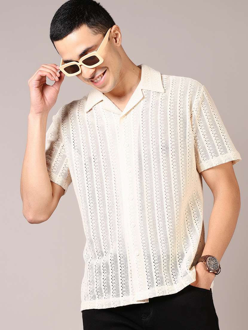 men self design short sleeve casual shirt - 21717941 - Standard Image - 1