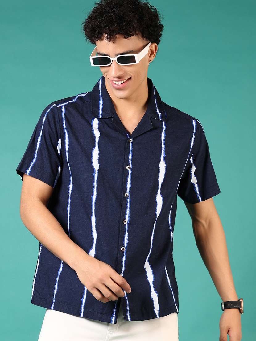 men striped short sleeve casual shirt - 21717944 -  Standard Image - 1