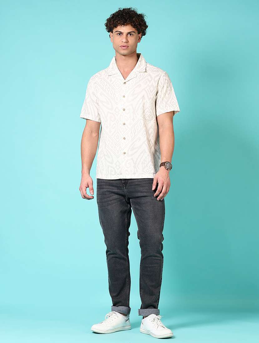 men printed short sleeve casual shirt - 21717945 - Standard Image - 4