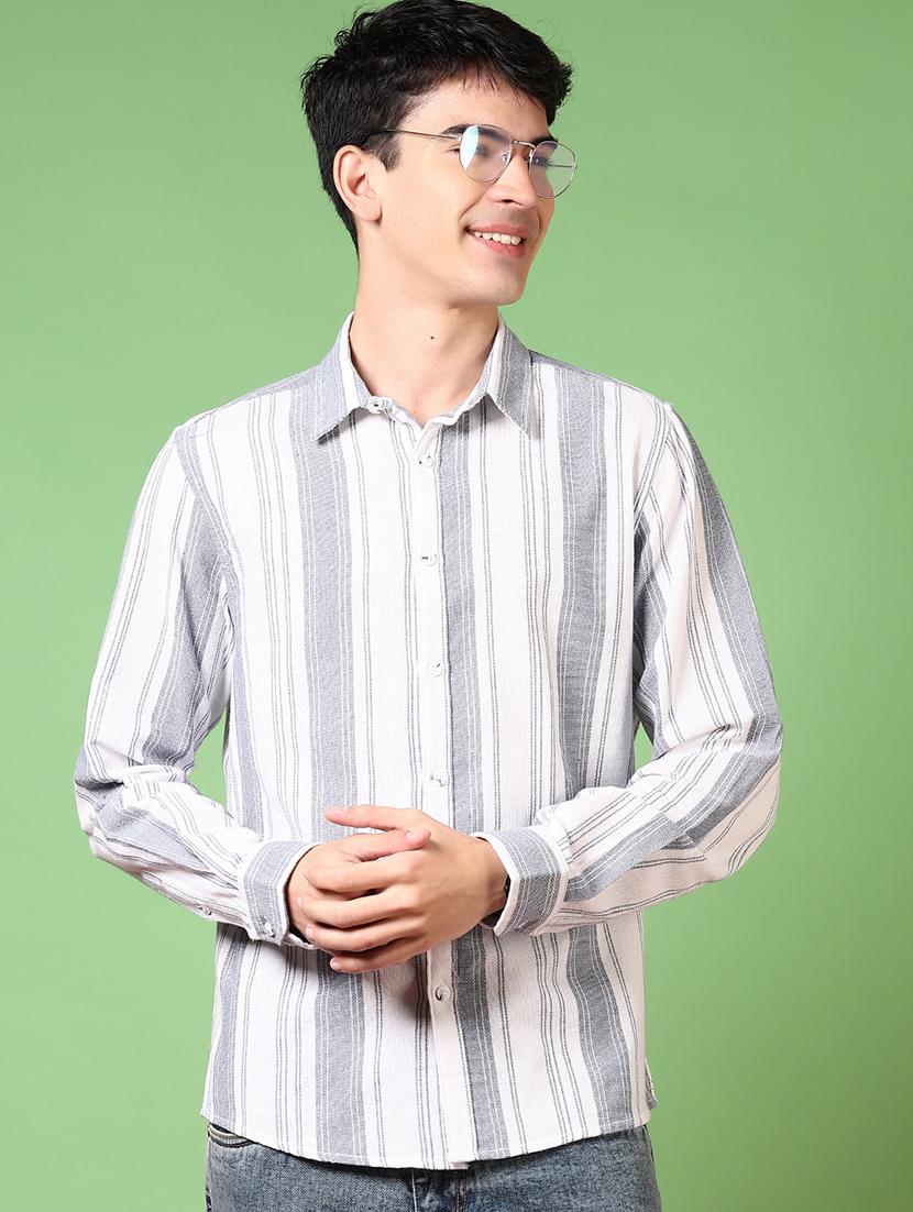 men long sleeves striped casual shirt - 21717948 - Standard Image - 1