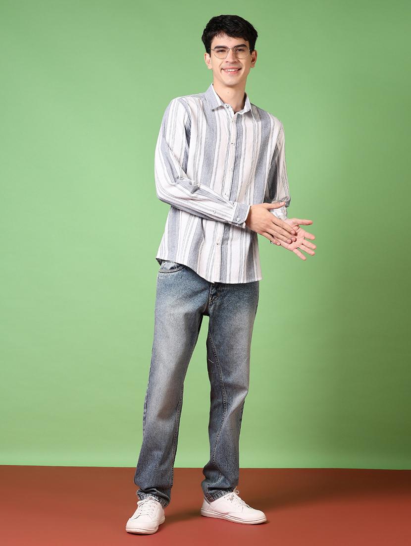 men long sleeves striped casual shirt - 21717948 - Standard Image - 4