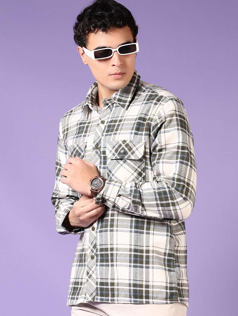 men checkered long sleeve casual shirt - 21717954 -  Standard Image - 1