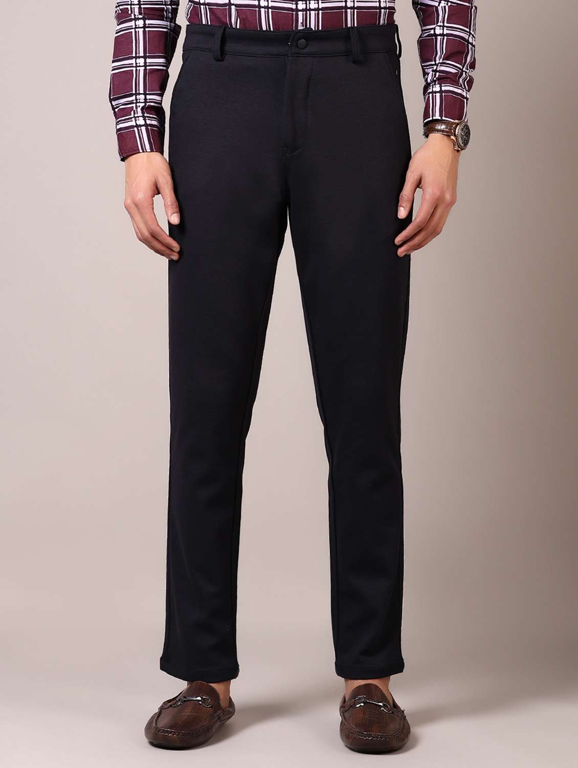 navy blue cotton chinos casual trousers