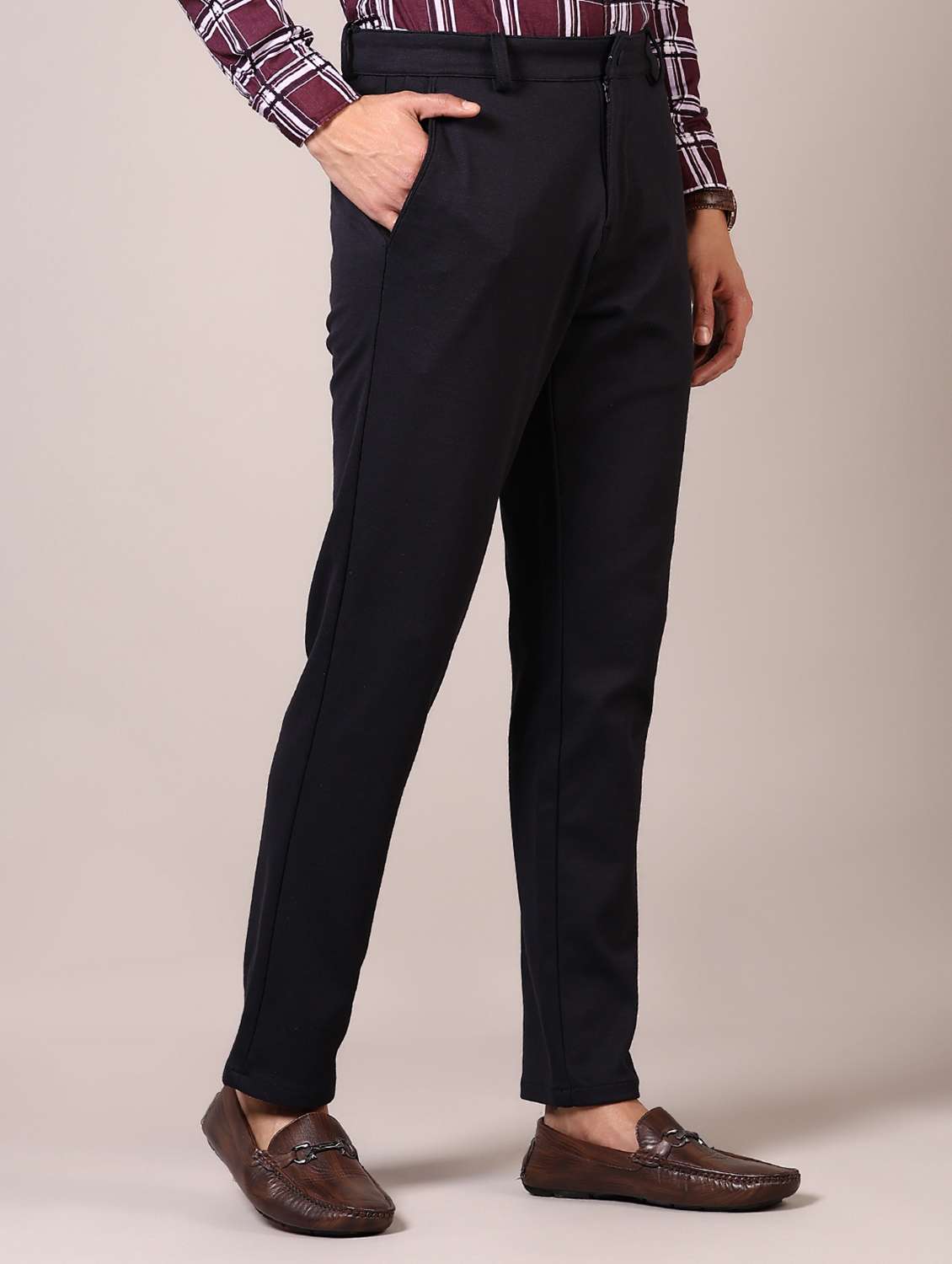 navy blue cotton chinos casual trousers - 21717964 -  Standard Image - 1