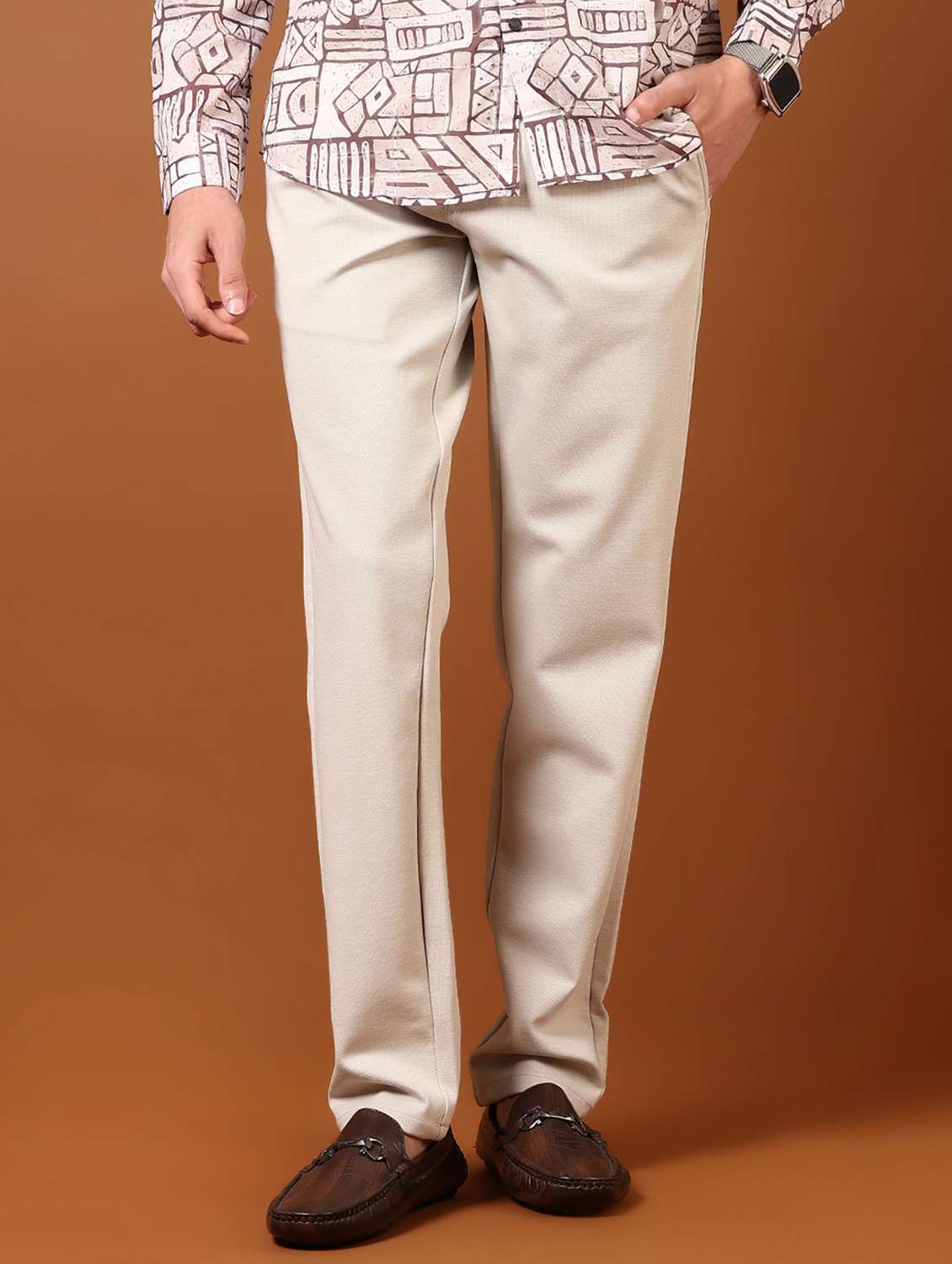 cream cotton chinos casual trousers - 21717967 -  Standard Image - 1