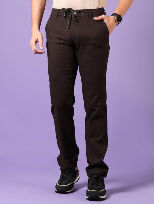 men solid flat front casual trouser - 21717971 - Standard Image - 0