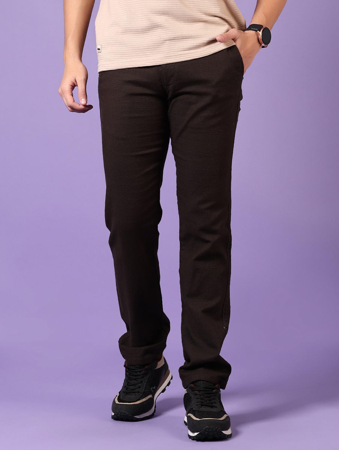men solid flat front casual trouser - 21717971 - Standard Image - 1