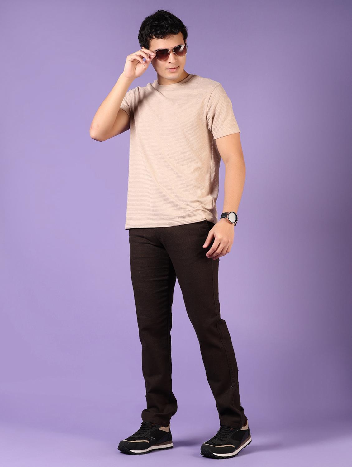 men solid flat front casual trouser - 21717971 - Standard Image - 4