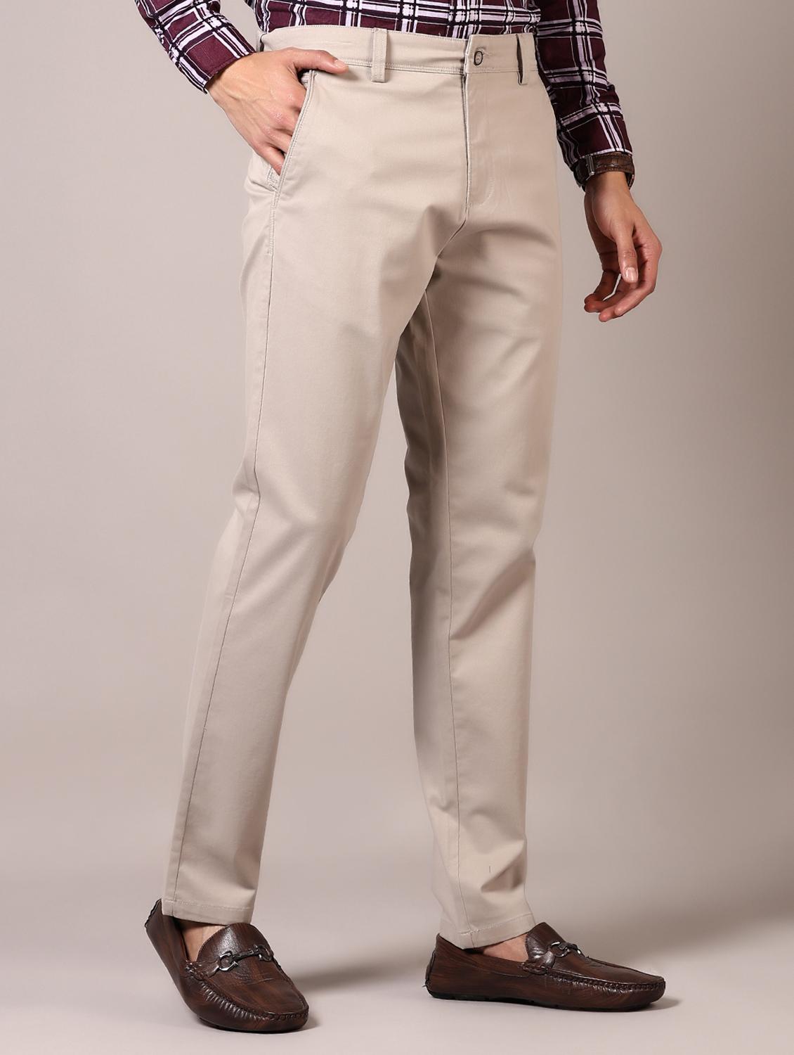 men solid flat front casual trouser - 21717972 - Standard Image - 1