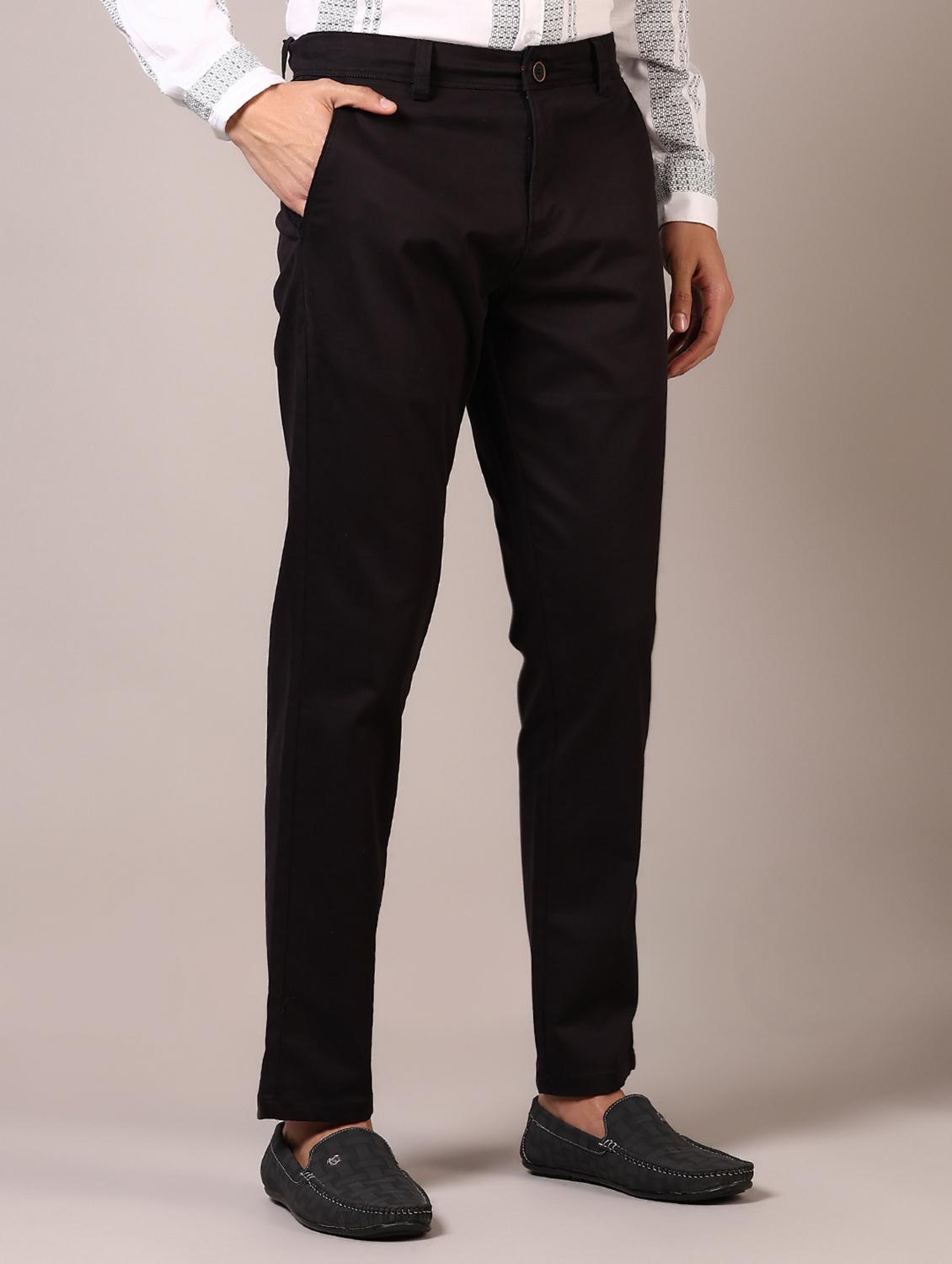 men solid flat front casual trouser - 21717974 - Standard Image - 1