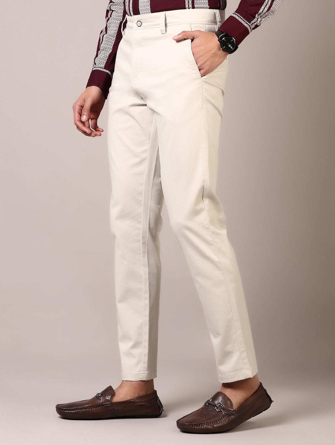 men solid flat front casual trouser - 21717975 - Standard Image - 1