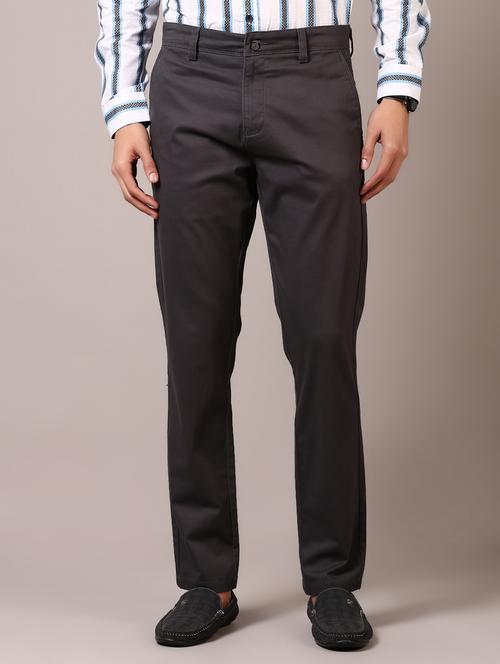men solid flat front casual trouser - 21717976 - Standard Image - 0